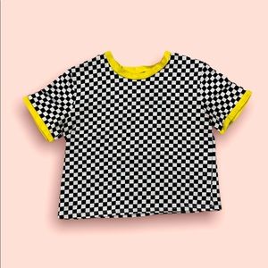 White/Black Riot Queen Checkered Crop Top Size Extra Small